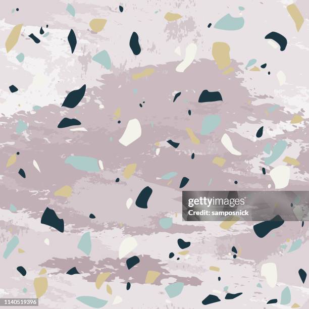 stockillustraties, clipart, cartoons en iconen met aquarel marmer steen terrazzo naadloze patroon - lino