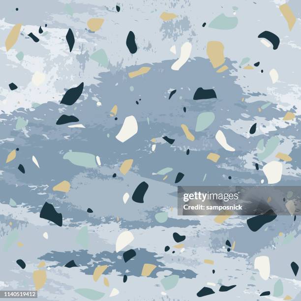 watercolour marble stone terrazzo seamless pattern - lino stock illustrations