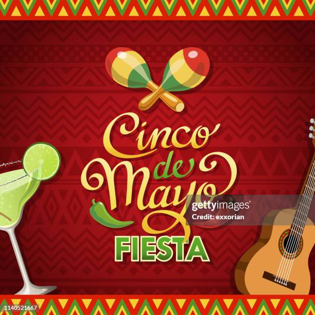 cinco de mayo party - red chili pepper stock illustrations