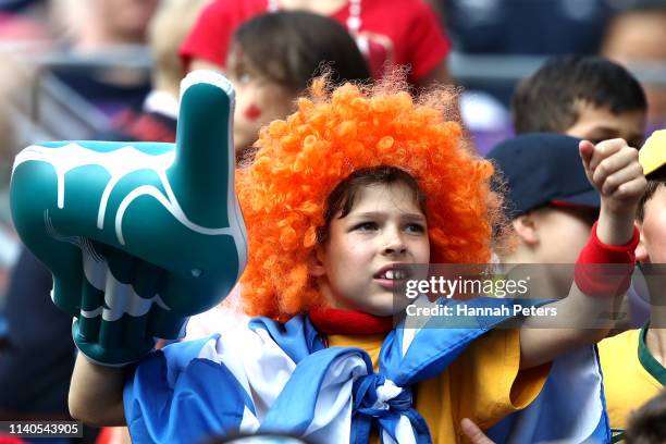 Fan shows their support on day one of the Cathay Pacific/HSBC Hong Kong Sevens at the Hong Kong Stadium on April 05, 2019 in Hong Kong.