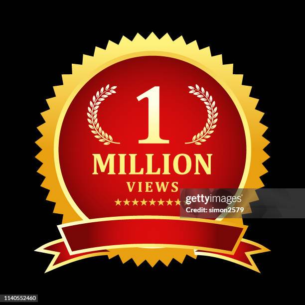 golden one million views emblem - work anniversary stock illustrations