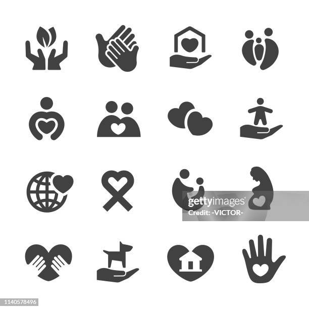 stockillustraties, clipart, cartoons en iconen met zorg iconen-acme series - child love heart hands