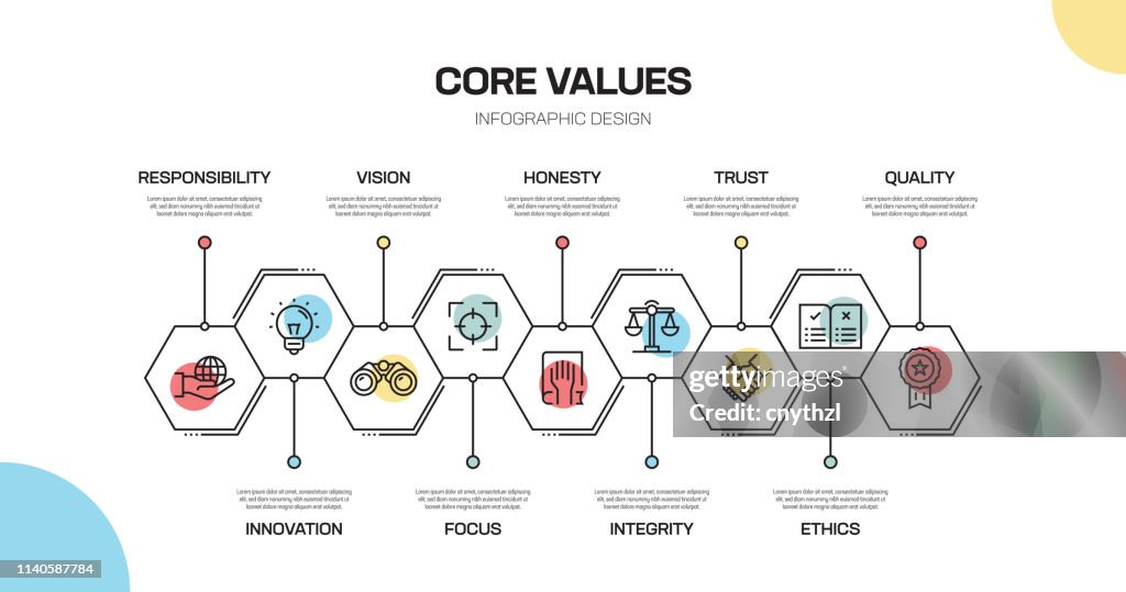 Core Values Line Infographic Design