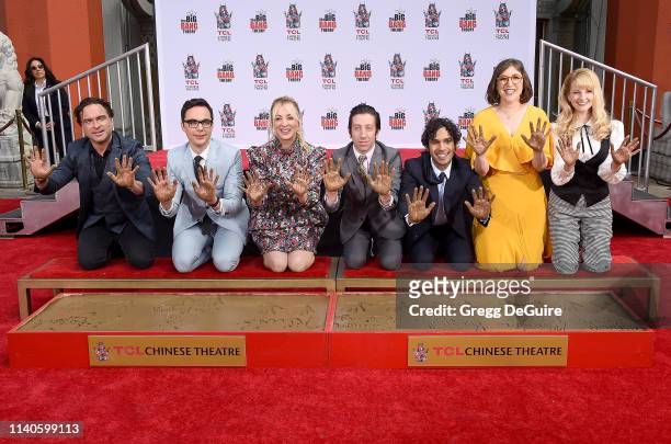 Johnny Galecki, Jim Parsons, Kaley Cuoco, Simon Helberg, Kunal Nayyar, Mayim Bialik, and Melissa Rauch of The Cast Of "The Big Bang Theory" Place...