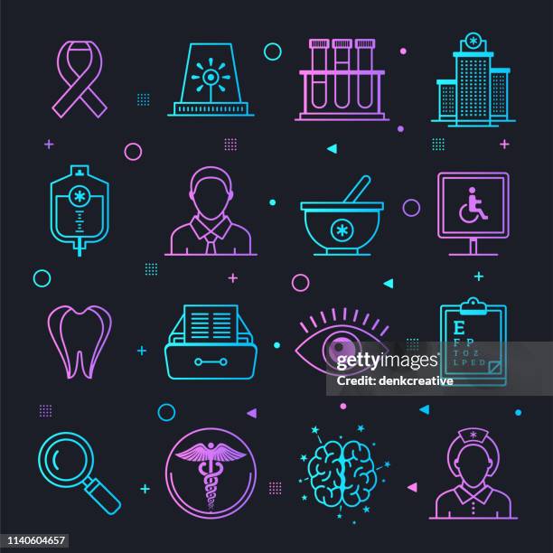 social security & retirement constellation line gradient vector icons set - social security card stock illustrations