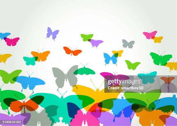 butterflies - surrounded by flowers stock illustrations