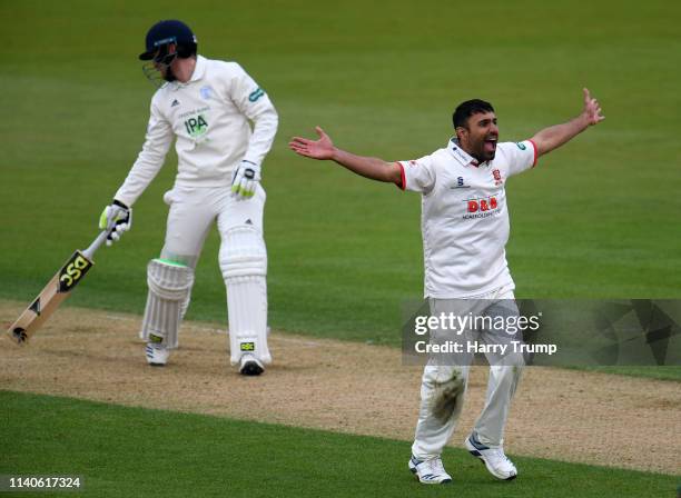 Ravi Bopara of Essex appeals for the wicket of Liam Dawson of Hampshire during Day One of the Specsavers County Champions Division One match between...