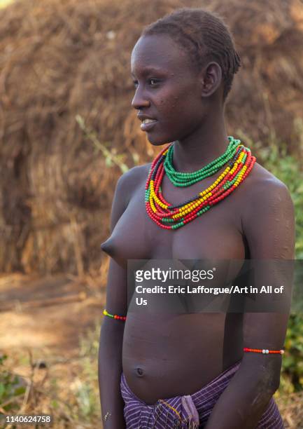 Dassanech trib girl, Omo valley, Omorate, Ethiopia on December 31, 2013 in Omorate, Ethiopia.