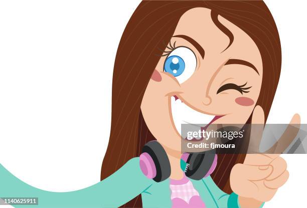taking a very nice selfie - man backpacking stock illustrations
