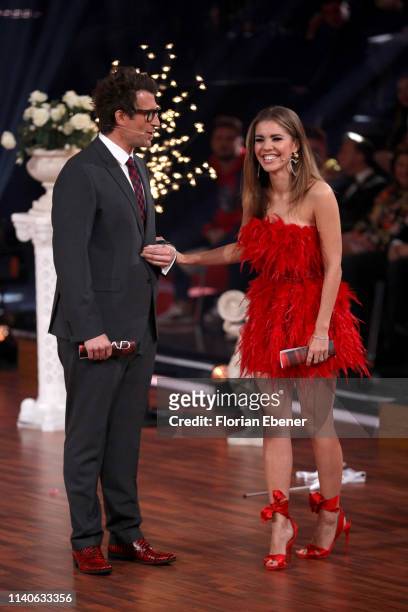 Hosts Daniel Hartwich and Victoria Swarovski are seen ahead the 3rd show of the 12th season of the television competition "Let's Dance" on April 05,...