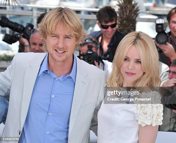 Actors Owen Wilson and Rachel McAdams attend the "Midnight In Paris" Photocall at the Palais des Festivals during the 64th Cannes Film Festival on...