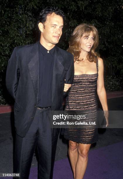 Actor Tom Hanks and actress Rita Wilson attend the Third Annual MTV Movie Awards on June 4, 1994 at the Sony Pictures Studios in Culver City,...