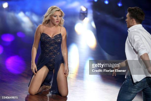 Evelyn Burdecki and Evgeny Vinokurov perform during the 3rd show of the 12th season of the television competition "Let's Dance" on April 05, 2019 in...