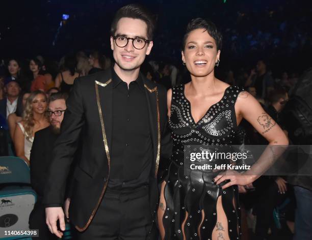 Brendon Urie and Halsey attend the 2019 Billboard Music Awards at MGM Grand Garden Arena on May 1, 2019 in Las Vegas, Nevada.