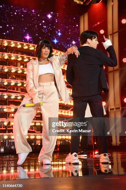 Halsey and BTS perform onstage during the 2019 Billboard Music Awards at MGM Grand Garden Arena on May 1, 2019 in Las Vegas, Nevada.