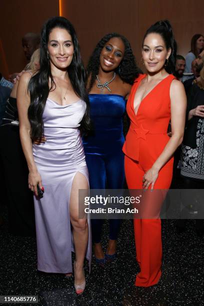 Superstars Nikki Bella, Naomi, and Brie Bella attend the WWE Superstars For Hope Reception on April 05, 2019 in New York City.