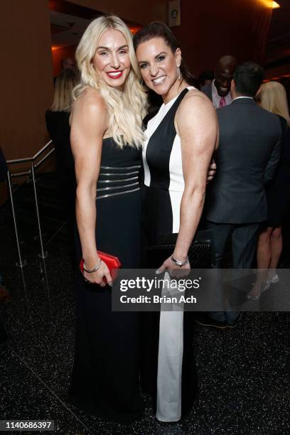 Superstar Charlotte Flair and WWE Chief Brand Officer Stephanie McMahon attend the WWE Superstars For Hope Reception on April 05, 2019 in New York...