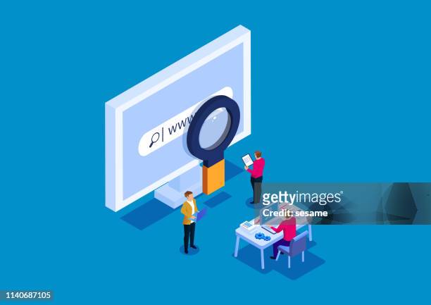search engine research and debugging - searching stock illustrations