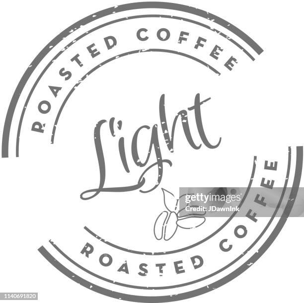 light roasted coffee round labels on coffee bean on white background - root logo stock illustrations