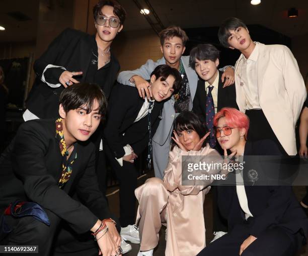 Show Backstage -- 2019 BBMA at the MGM Grand, Las Vegas, Nevada -- Pictured: Halsey and BTS --