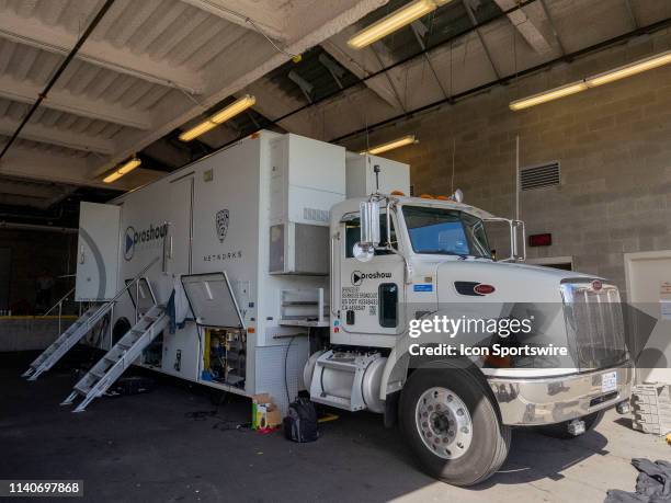 View of the PAC12 Network broadcast truck before the University of Washington Spring Game at Husky Stadium on Saturday, April 27, 2019 in Seattle, WA.