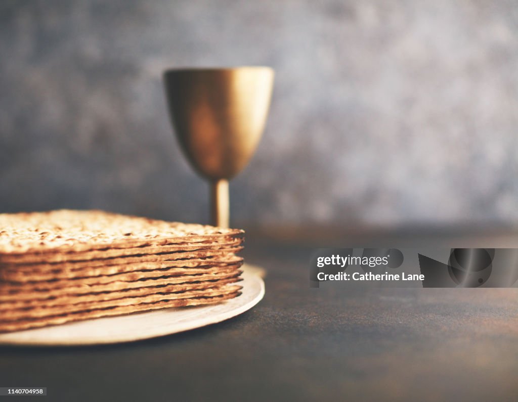 Matzo Crackers with chalice. Still Life