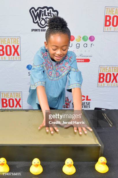 Faithe Herman honored with a handprint ceremony at Theatre Box® Entertainment Complex on April 05, 2019 in San Diego, California.