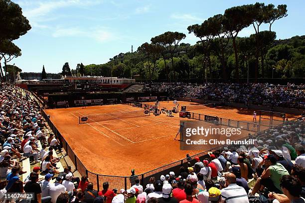 General view of Courts one and two during day four of the Internazoinali BNL D'Italia at the Foro Italico Tennis Centre on May 11, 2011 in Rome,...