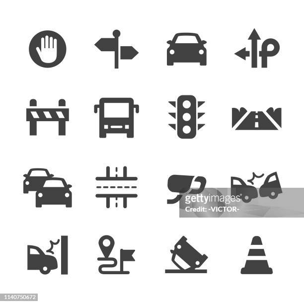 stockillustraties, clipart, cartoons en iconen met verkeers pictogrammen-acme series - wegenbouw