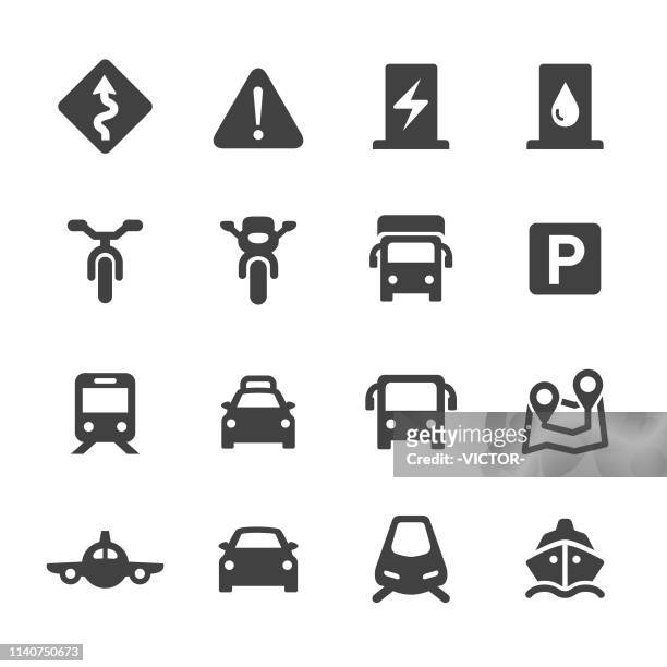stockillustraties, clipart, cartoons en iconen met verkeers pictogrammen set-acme-serie - transport