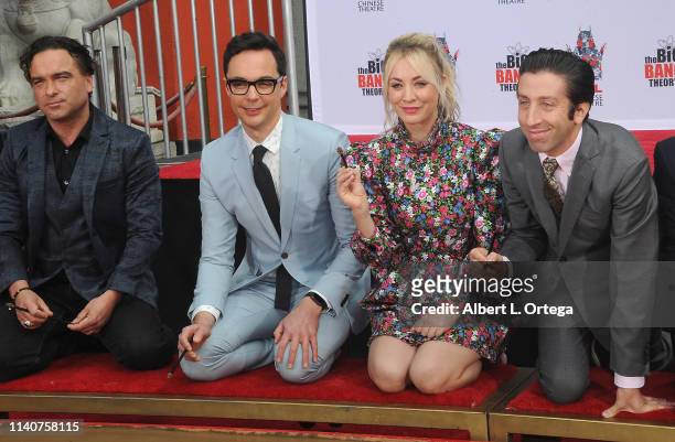 The Cast Of "The Big Bang Theory" Places Their Handprints In The Cement At The TCL Chinese Theatre IMAX Forecourt held on May 1, 2019 in Hollywood,...