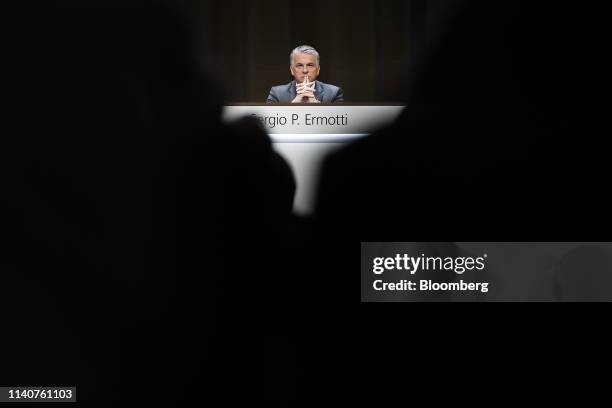 Sergio Ermotti, chief executive officer of UBS Group AG, gestures during the bank's annual general meeting in Basel, Switzerland, on Thursday, May 2,...