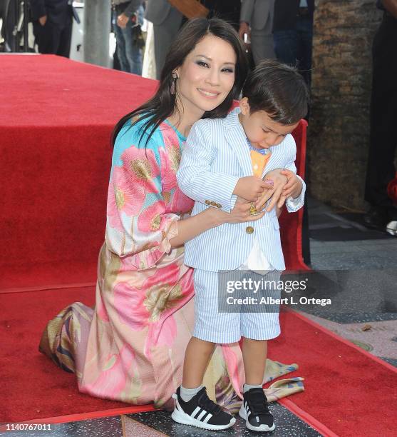 Lucy Liu with son Rockwell at her StarCeremony On The Hollywood Walk Of Fame held on May 1, 2019 in Hollywood, California.