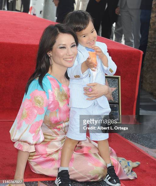 Lucy Liu with son Rockwell at her StarCeremony On The Hollywood Walk Of Fame held on May 1, 2019 in Hollywood, California.