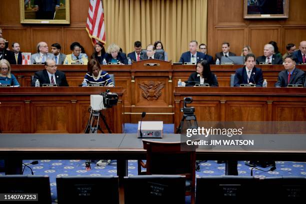 Chairman Jerry Nadler speaks as US Attorney General Bill Barr fails to attend a hearing before the House Judiciary Committee on Capitol Hill in...