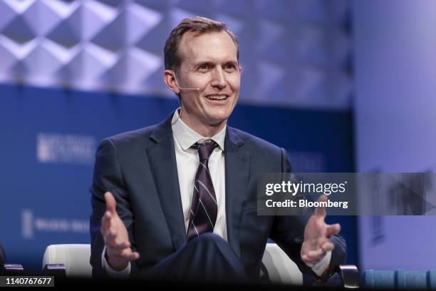 George Whitesides, chief executive officer of Virgin Galactic Ltd., speaks during the Milken Institute Global Conference in Beverly Hills,...