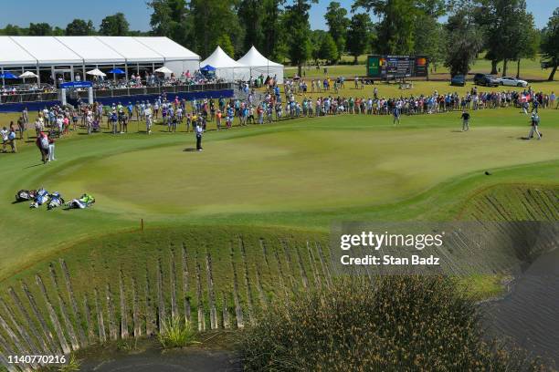 Course view of the ninth hole during the third round of the Zurich Classic of New Orleans at TPC Louisiana on April 27, 2019 in Avondale, Louisiana.