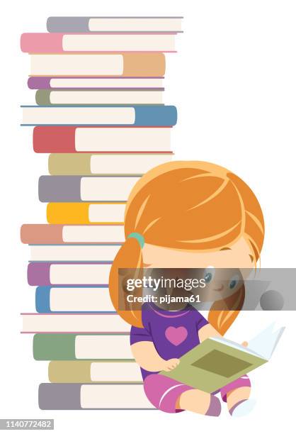 cute girl reading a book - students classroom stock illustrations