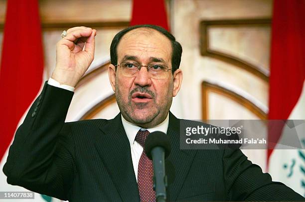 Iraqi Prime Minister Nuri al-Maliki speaks during a press conference on May 11, 2011 at the green zone area in Baghdad, Iraq. Al-Maliki has suggested...