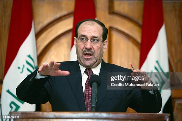 Iraqi Prime Minister Nuri al-Maliki speaks during a press conference on May 11, 2011 at the green zone area in Baghdad, Iraq. Al-Maliki has suggested...