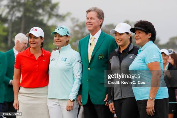 Lorena Ochoa of Mexico, Annika Sorenstam of Sweden, Chairman of Augusta National Golf Club and the Masters Tournament Fred Ridley, Se-Ri Pak of South...