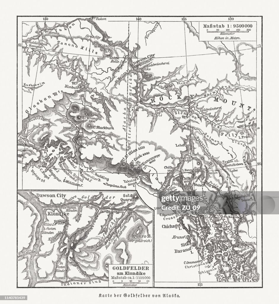 Map of the Klondike River, Canada, (Klondike Gold Rush), 1898