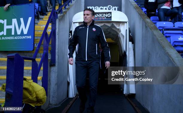 Bolton Manager Phil Parkinson during the Sky Bet Championship match between Bolton Wanderers and Ipswich Town at Macron Stadium on April 06, 2019 in...