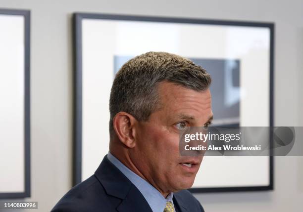 Steve Silverman, attorney for Baltimore Mayor Catherine Pugh, holds a press conference announcing her resignation on May 2, 2019 in Baltimore,...