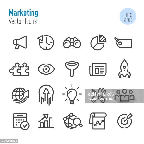 marketing-icons-vector line series - zielgruppe stock-grafiken, -clipart, -cartoons und -symbole
