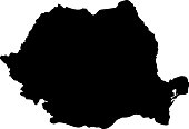 Black map of Romania