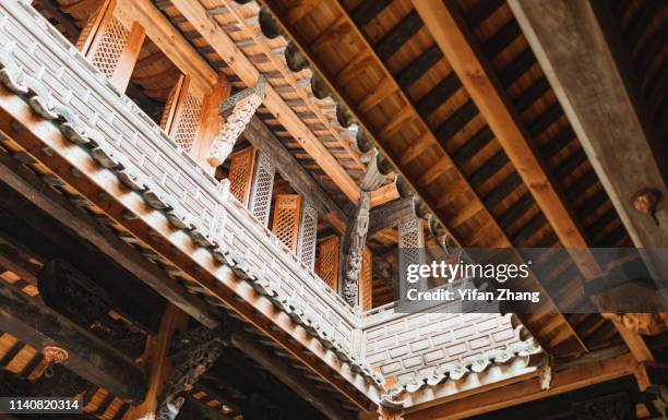 a view to classical loft architecture in zhaji old village - anhui stock pictures, royalty-free photos & images