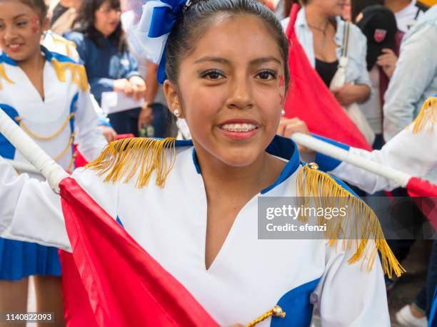 municipal schools parade in quito - carnival in ecuador stock pictures, royalty-free photos & images