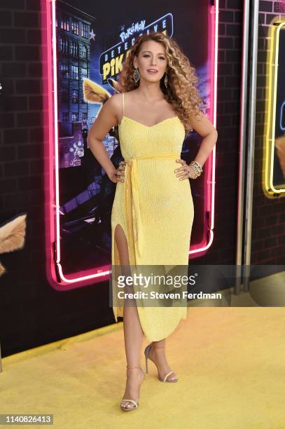 Blake Lively attends the premiere of "Pokemon Detective Pikachu" at Military Island in Times Square on May 2, 2019 in New York City.