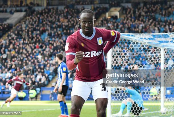 Albert Adomah of Aston Villa celebrates scoring his sides second goal during the Bet Championship match between Sheffield Wednesday and Aston Villa...